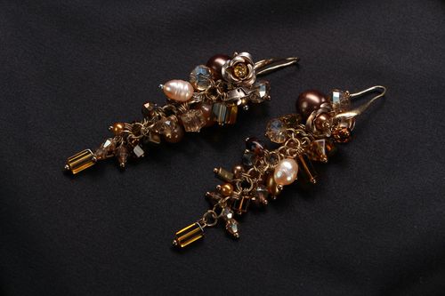 Longues boucles doreilles pendantes avec jaspe - MADEheart.com