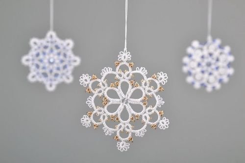 Christmas tree decoration made from cotton lace Snowflake - MADEheart.com