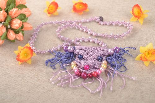 Handmade pendant designer pendant macrame pendant unusual jewelry gift ideas - MADEheart.com