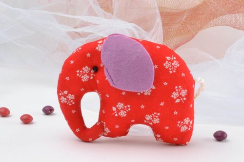 Elefantino rosso carino di peluche fatto a mano pupazzo di peluche con fiori - MADEheart.com
