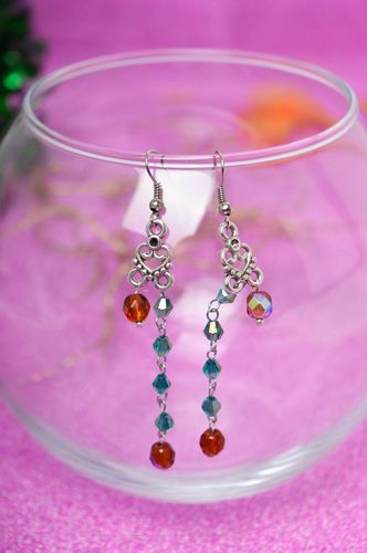 Handmade long beaded earrings stylish evening earrings elegant jewelry - MADEheart.com