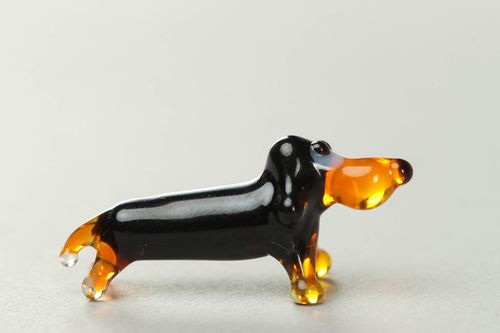 Lampwork glass figurine Badger-dog - MADEheart.com