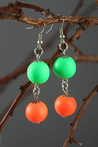 Handmade plastic earrings bright stylish earrings elegant party jewelry - MADEheart.com