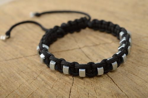 Macrame woven cord bracelet with metal nuts - MADEheart.com