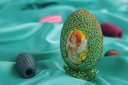 Uovo decorato con perline fatto a mano decorazione pasquale idea regalo - MADEheart.com
