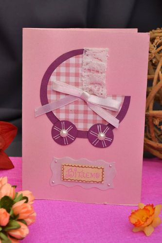 Tarjeta de felicitación con un bebé regalo original postale hecha a mano - MADEheart.com