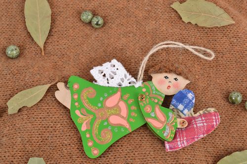 Handmade decorative fragrant wall hanging cut out of wood and painted Angel - MADEheart.com