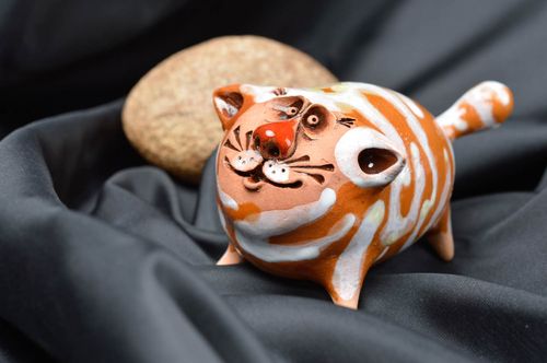 Ceramic figurine homemade home decor cat decor gifts for cat lovers  - MADEheart.com