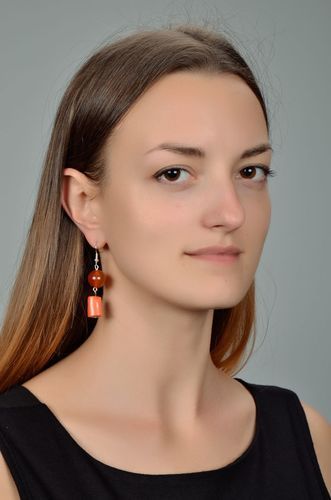 Earrings with coral and carnelian - MADEheart.com