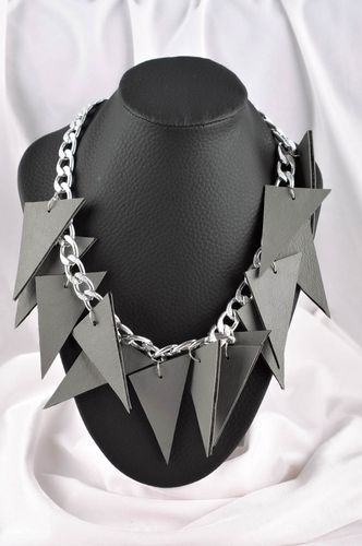 Schmuck handgemacht Modeschmuck Collier grau Damen Collier Frauen Accessoire - MADEheart.com