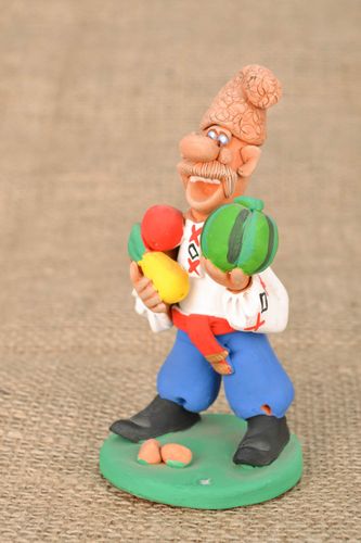 Homemade ceramic statuette Cossack with Fruits - MADEheart.com