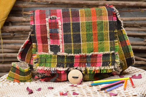 Sac bandoulière femme fait main en laine à carreaux accessoire original - MADEheart.com