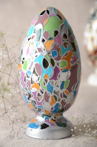Статуэтка в виде яйца стеклянная расписная витраж цветная красивая ручной работы - MADEheart.com