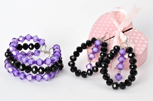 Handmade jewelry set beaded earrings beaded bracelet beautiful jewellery - MADEheart.com