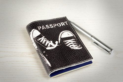 Porte-passeport cuir fait main Protège-passeport noir baskets Cadeau original - MADEheart.com