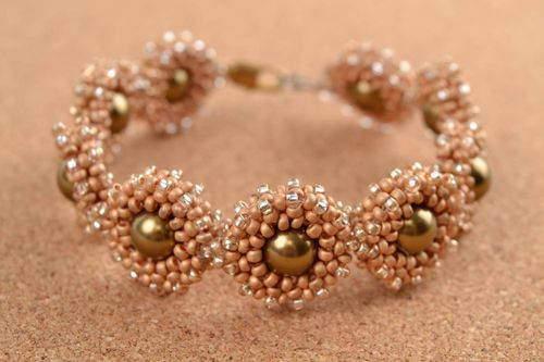 Unique seed beaded bijouterie bracelet handmade designer present for woman - MADEheart.com
