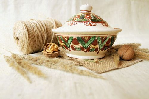Ceramic sugar bowl with pattern - MADEheart.com