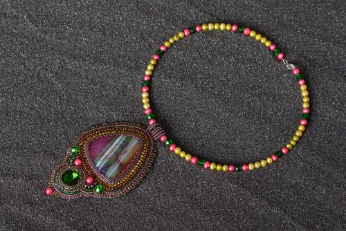 Glasperlen Schmuck handmade Geschenk für Frauen Hals Schmuck Frauen Accessoire - MADEheart.com