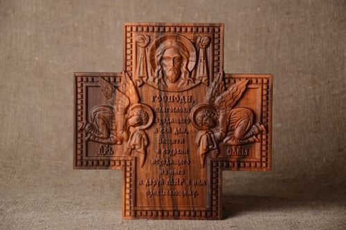 Настенный крест ручная работа декоративный крест большой резной крест из дерева - MADEheart.com