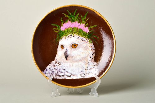 Assiette déco faite main Assiette céramique avec hibou Décoration cuisine - MADEheart.com