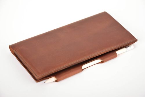 Handmade Ticket Etui Reiseetui Dokumente Karten Organizer aus Leder braun - MADEheart.com