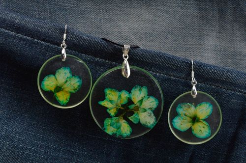 Juego de bisutería artesanal accesorios para mujer florales regalo original - MADEheart.com