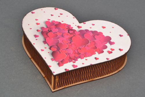 Scatola di pannello MDF fatta a mano a forma di cuore scrigno bello da donna - MADEheart.com