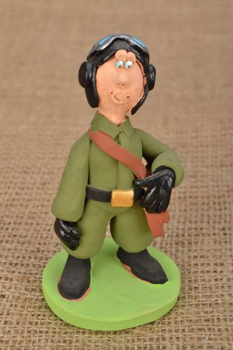 Painted clay statuette Pilot - MADEheart.com
