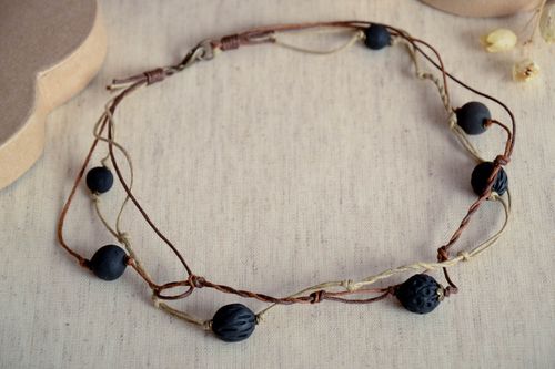 Ceramic handmade necklace in ethnic style clay accessories clay ethnic jewelry - MADEheart.com