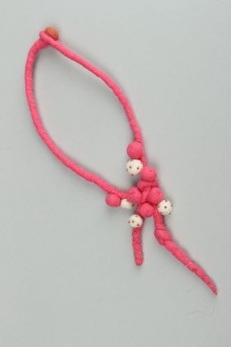 Woolen necklace with beads Raindrops - MADEheart.com