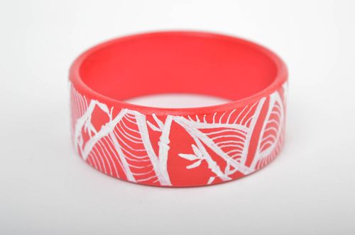 Handmade bright wooden bracelet unusual red bracelet trendy wrist bracelet - MADEheart.com