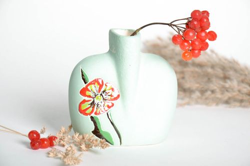 4 inches tall, 4 inches wide ceramic vase with Poppy picture for home décor 0,7 lb - MADEheart.com