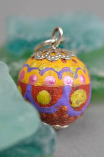 Handmade wooden pendant painted ball pendant design cool jewelry for girls - MADEheart.com