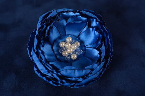 Украшение ручной работы заколка-брошь в виде синего цветка украшение трансформер - MADEheart.com