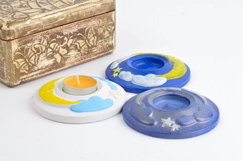 Set Kerzenhalter für Teelicht handmade Deko Kerzenhalter Kerzenständer aus Gips - MADEheart.com