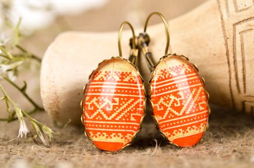 Pendientes ovalados hechos a mano con cabujón aretes de moda accesorio de mujer  - MADEheart.com