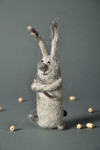 Toy in the technique of the dry and wet felting Bunny - MADEheart.com