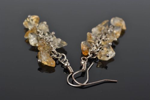 Boucles doreilles en pierre naturelle faites main longues bijou original - MADEheart.com