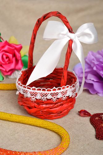 Handmade designer paper basket stylish home decor small decorative basket - MADEheart.com