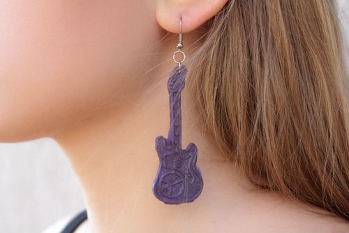 Polymer clay earrings Guitars - MADEheart.com