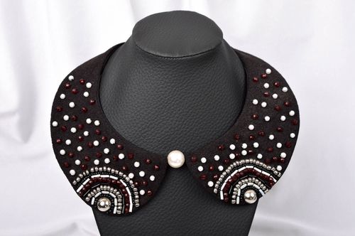 Black unusual necklace handmade stylish accessories beautiful jewelry - MADEheart.com