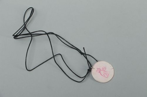 Pendentif en pâte polymère original fait main rond à double face  - MADEheart.com