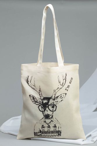 Borsa originale di stoffa fatta a mano borsetta dipinta con colori cervo - MADEheart.com