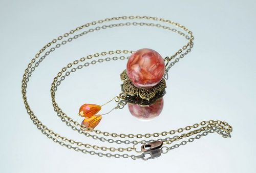 Pendant with petals of orange rose - MADEheart.com