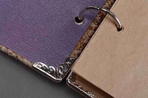 Unusual notebook with leather cover and metal corners Advance-guard - MADEheart.com