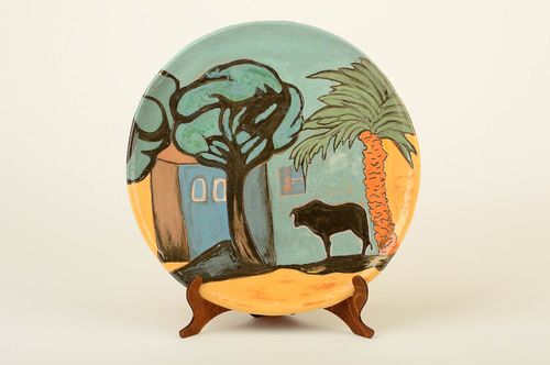 Handmade pottery clay plate wall plate decorative dish decorative use only - MADEheart.com