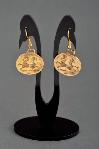 Handmade lange Ohrhänger Metall Schmuck Ohrringe für Damen originell oval - MADEheart.com