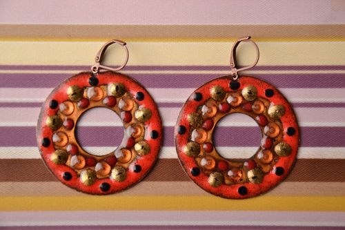 Grandes boucles doreilles en cuivre avec émaux - MADEheart.com