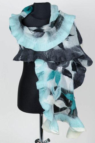 Оригинальный длинный шарф из вискозы 100% шерсти и шелка ручной работы - MADEheart.com