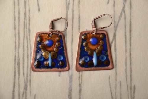 Boucles doreilles en cuivre peintes démaux  - MADEheart.com